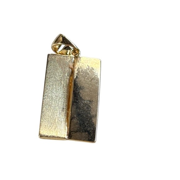 Modern Gold Textured Rectangle Pendant Geometric Design Unisex Minimalist - Picture 9 of 16